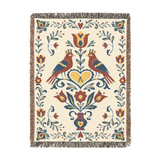 Personalized Folk Art  Family White Woven Blanket