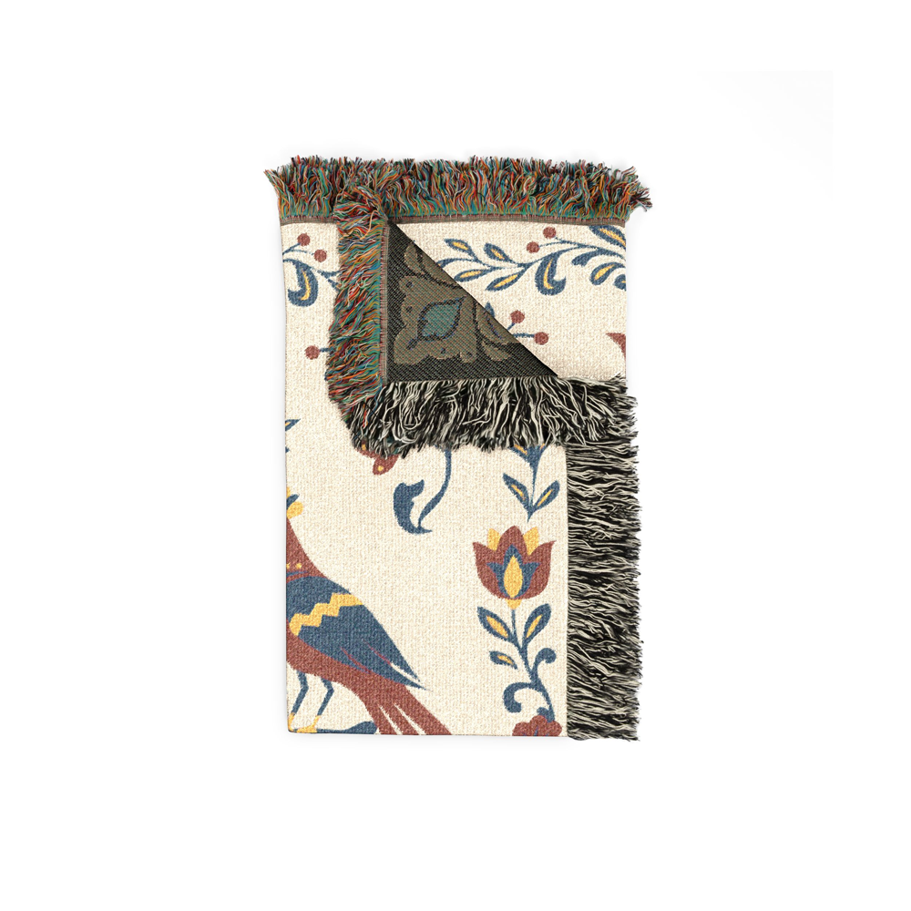 Personalized Folk Art  Family White Woven Blanket