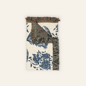 Personalized Blue Toile Books & Flowers Reading Woven Blanket