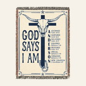 Personalized God Says I Am Western Scripture Woven Blanket