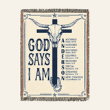 Personalized God Says I Am Western Scripture Woven Blanket