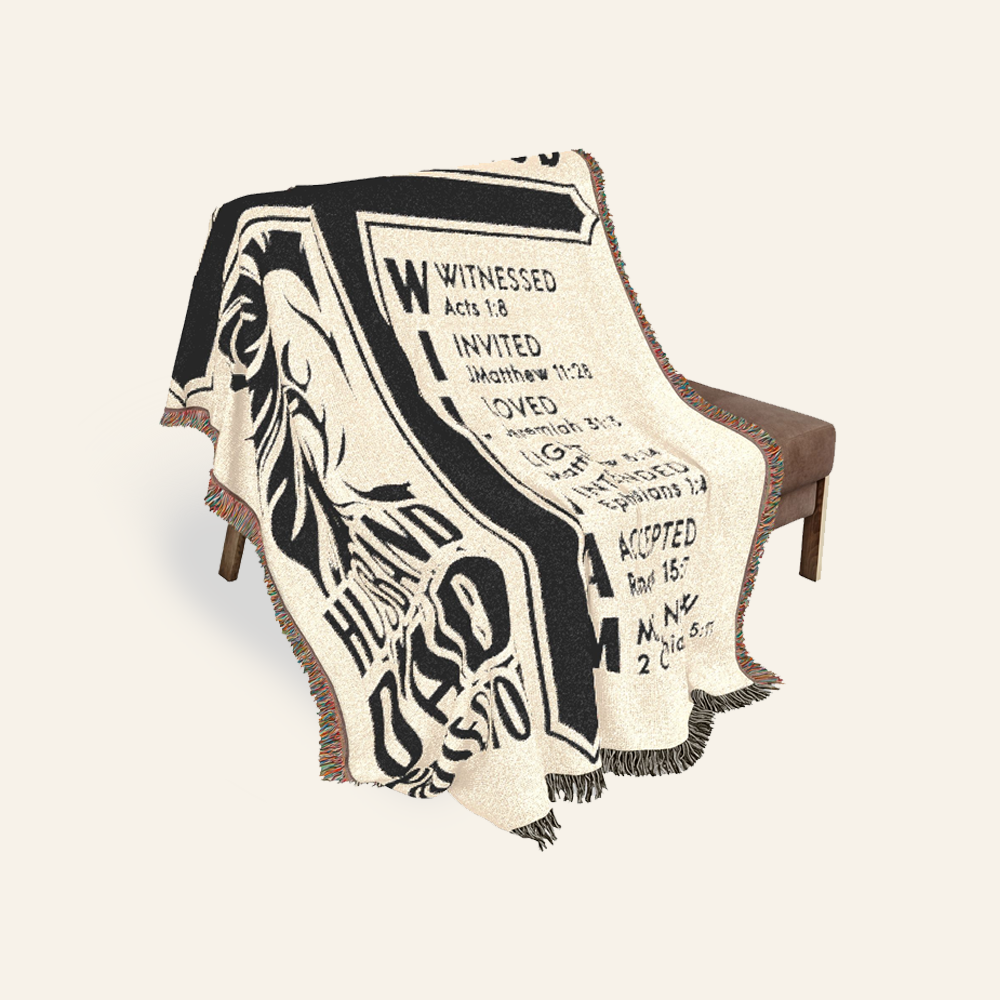 Man Of God, Husband, Dad & Protector: Lion, Cross & Scripture - Personalized Woven Blanket