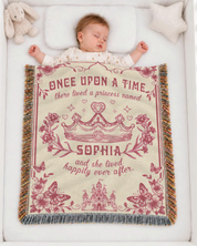 Personalized Princess Birth Flower Crown Woven Blanket